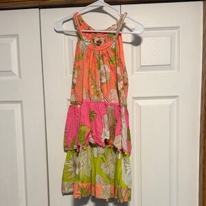 Farm Rio Floral Halter Dress in Pink and Green